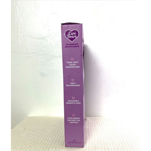 Care Bears Led Handheld Makeup Mirror Share Bear Purple White Vanity - Picture 8 of 9